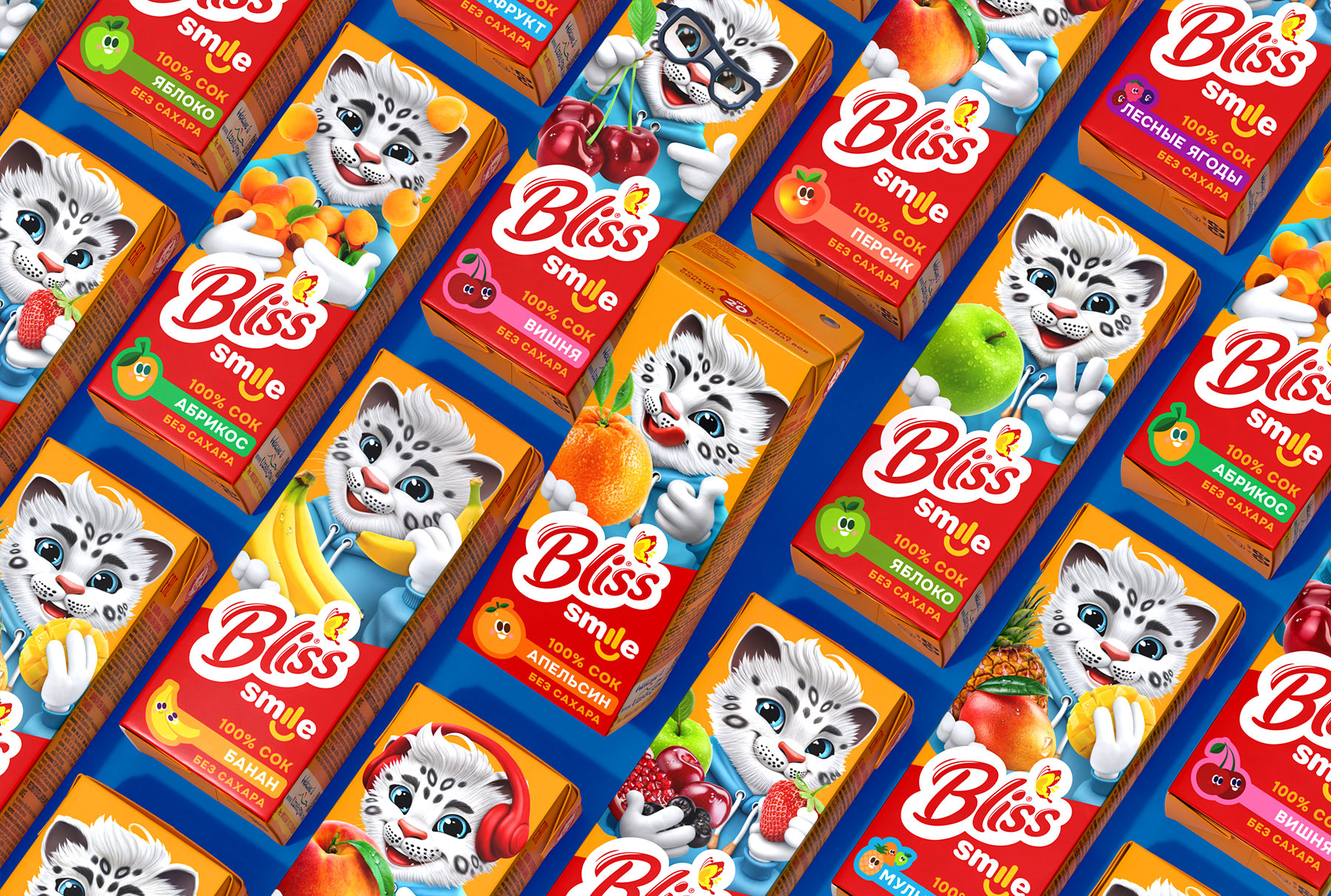 Дизайн упаковки соков Bliss Smile