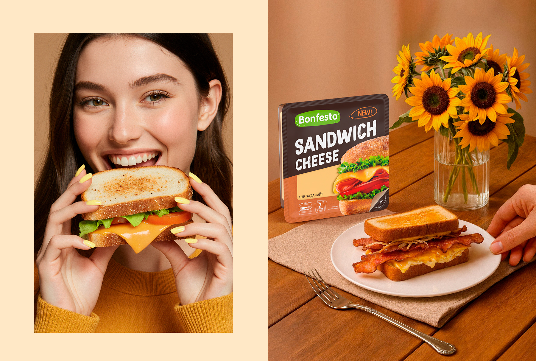 Дизайн упаковки сыра гауда лайт Bonfesto