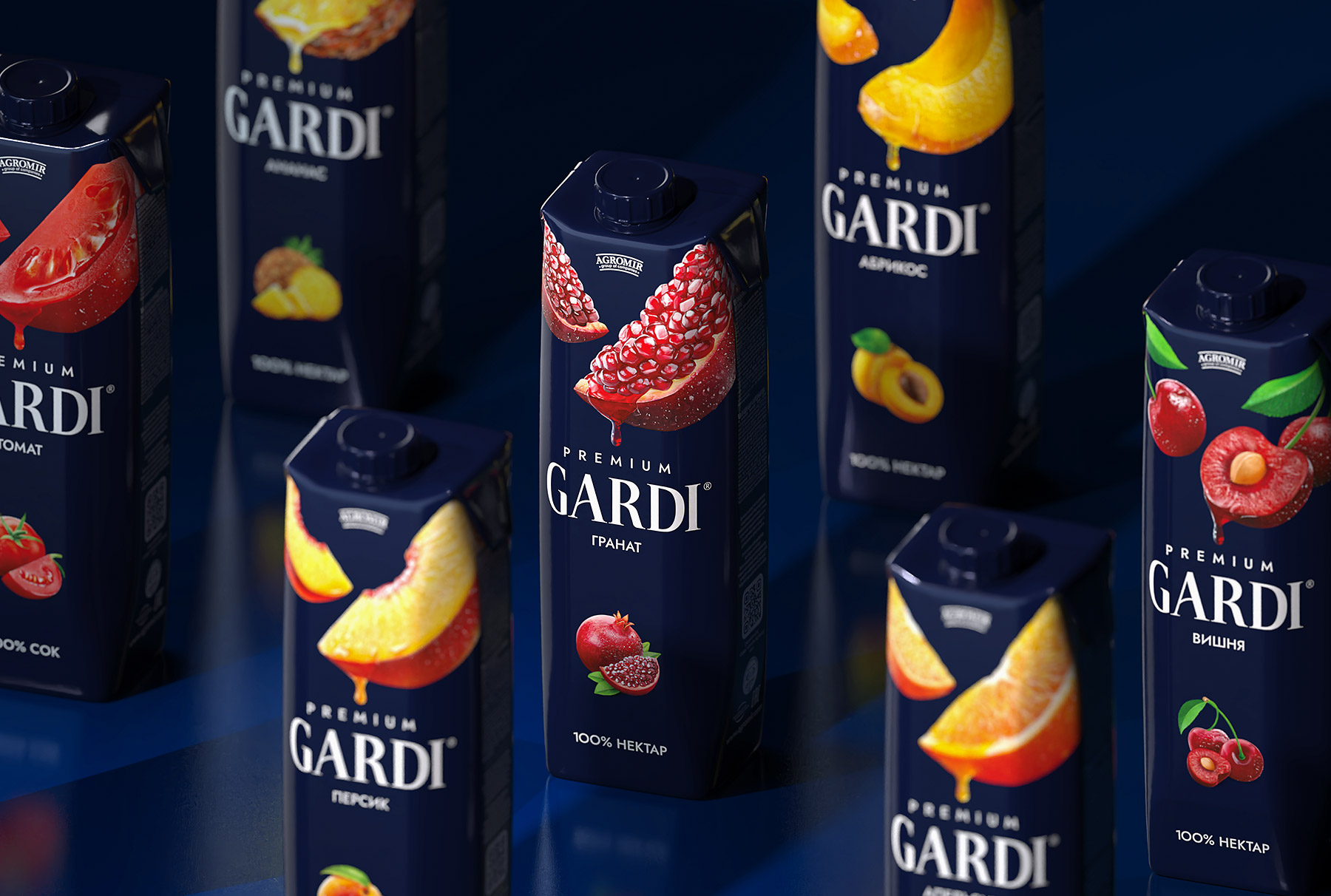 Дизайн упаковки соков Гарди 
