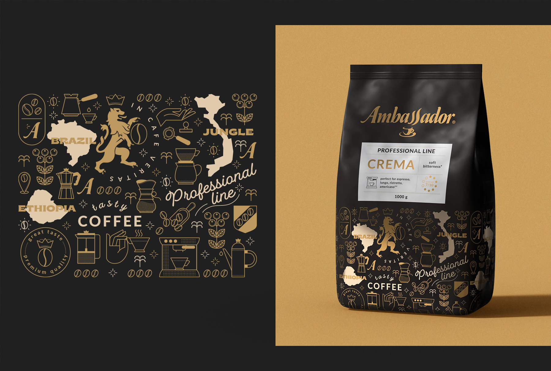 Дизайн упаковки кофе Ambassador Professional line